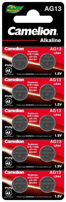 Элемент питания алкалиновый "таблетка" LR44/G13/A76/357A Mercury Free AG13-BP0%Hg для часов BL-10 (блист.10шт) Camelion 12821