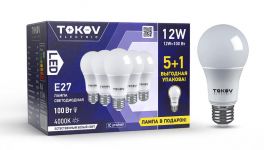 Набор ПРОМО лампа светодиодная 12Вт А60 4000К Е27 176-264В (Promo 5+1 шт) TOKOV ELECTRIC Promo-A60-E27-12-4K Набор ПРОМО лампа светодиодная 12Вт А60 4000К Е27 176-264В (Promo 5+1 шт) TOKOV ELECTRIC Promo-A60-E27-12-4K