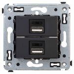 Устройство зарядное USB СП Avanti "Черный матовый" DKC 4412543 Устройство зарядное USB СП Avanti "Черный матовый" DKC 4412543