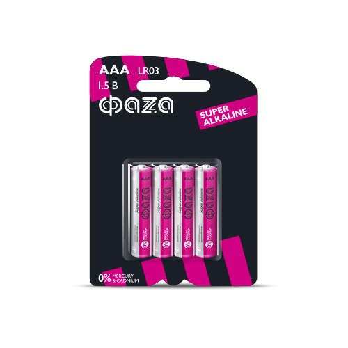 Элемент питания алкалиновый AAA/LR03 1.5В Super Alkaline BL-4 (уп.4шт) ФАZА 5000254