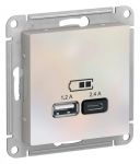 Розетка USB AtlasDesign тип A+C 5В/2.4А 2х5В/1.2А механизм жемчуж. SE ATN000439 Розетка USB AtlasDesign тип A+C 5В/2.4А 2х5В/1.2А механизм жемчуж. SE ATN000439