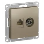 Розетка компьютерная + телевизионная 2-м AtlasDesign RJ45 кат.5E + TV механизм шампань SE ATN000589 Розетка компьютерная + телевизионная 2-м AtlasDesign RJ45 кат.5E + TV механизм шампань SE ATN000589