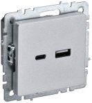 Розетка BRITE USB A+C 18Вт РЮ11-1-БрА алюм. IEK BR-U22-018-K47 Розетка BRITE USB A+C 18Вт РЮ11-1-БрА алюм. IEK BR-U22-018-K47