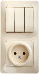 Блок комбинированный Glossa (розетка + 3-кл. выкл.) беж. SE GSL000276 Блок комбинированный Glossa (розетка + 3-кл. выкл.) беж. SE GSL000276