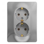 Розетка 2-м СП Glossa 16А IP20 с заземл. в сборе алюм. SE GSL000324 Розетка 2-м СП Glossa 16А IP20 с заземл. в сборе алюм. SE GSL000324