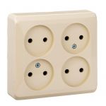 Розетка 4-м ОП Этюд 16А IP20 250В без заземл. без защ. шторок крем. SE PA16-205K Розетка 4-м ОП Этюд 16А IP20 250В без заземл. без защ. шторок крем. SE PA16-205K