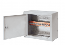 Шкаф с ГЗШ 10 подключений 400х400х155 мм Шкаф с ГЗШ 10 подключений 400х400х155 мм